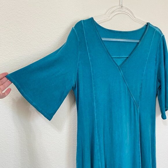 Soft Surroundings Gatsby Teal V-Neck Maxi Dress Lagenlook Artsy - Size Medium - Picture 4 of 9